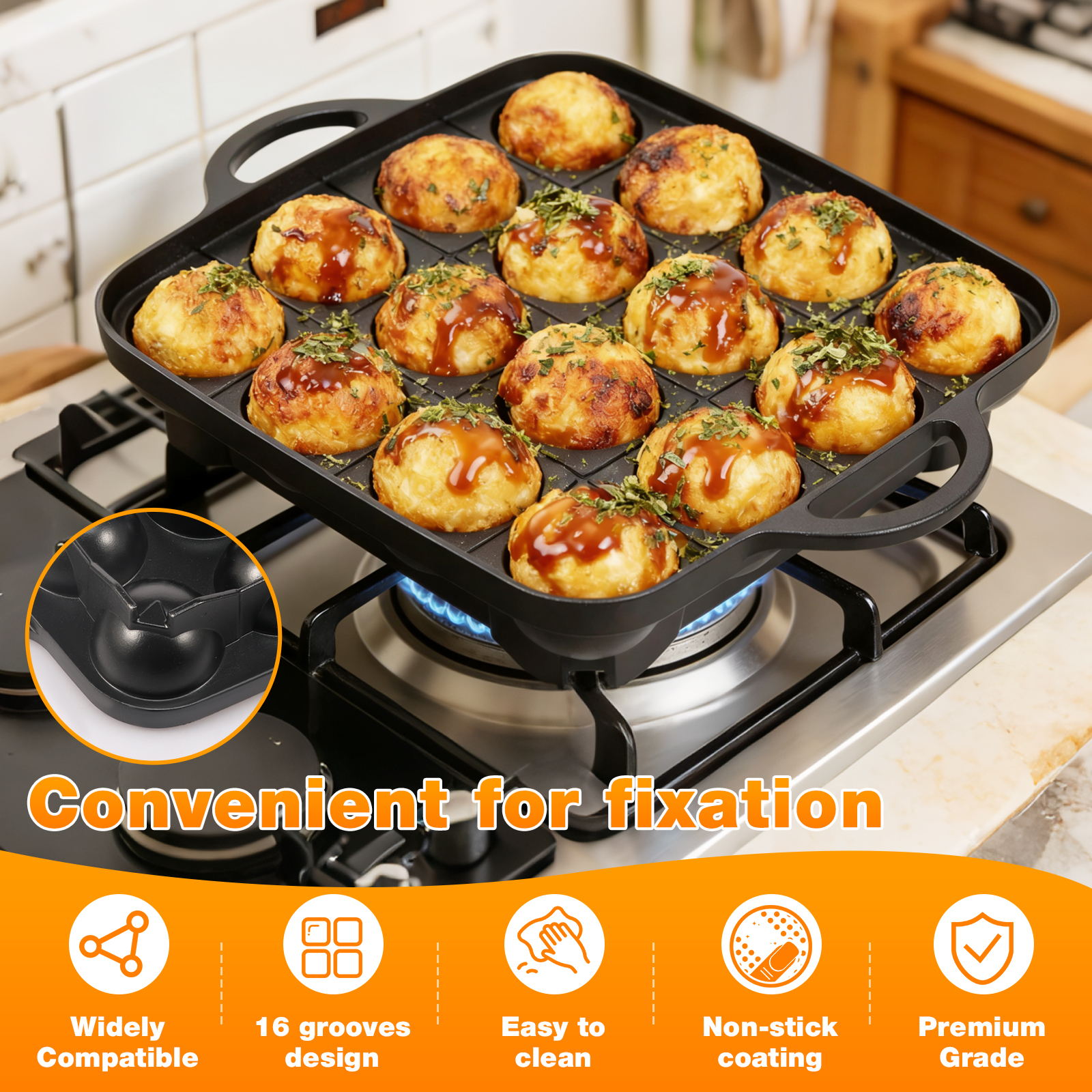 Takoyaki Pan 16 Hole Octopus B - Takoyaki Grill Plate recension och pris
