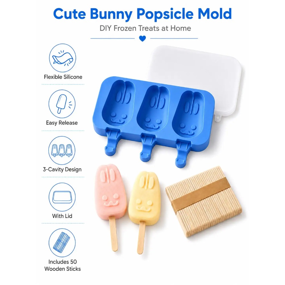 1pc 3-Cavity Silicone Popsicle - Bunny Cake Mold recension och pris