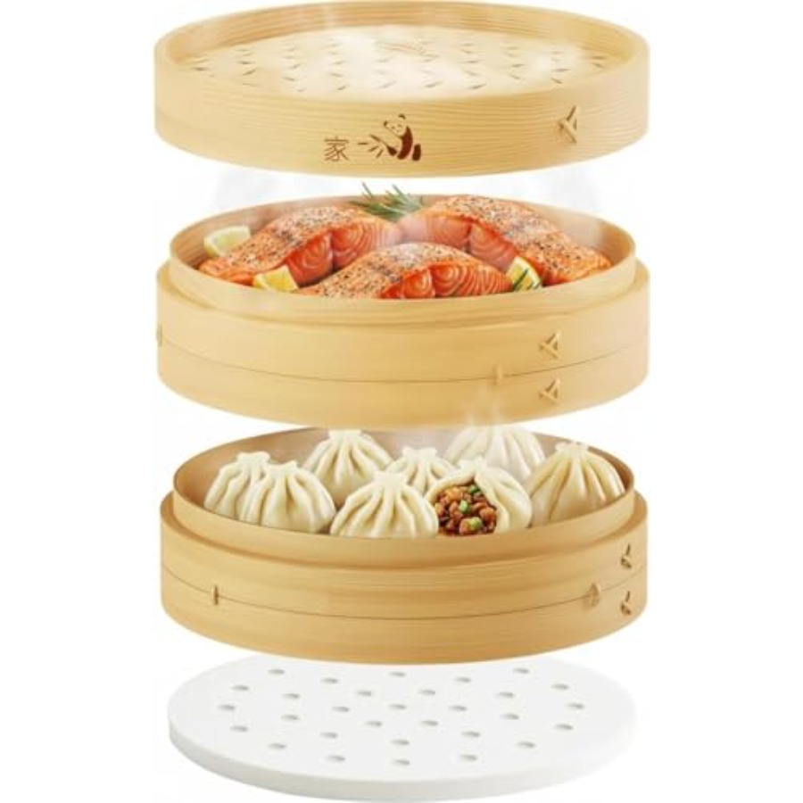 Bamboo Steamer Basket - 2-Tier - Bao Steamer Bamboo recension och pris