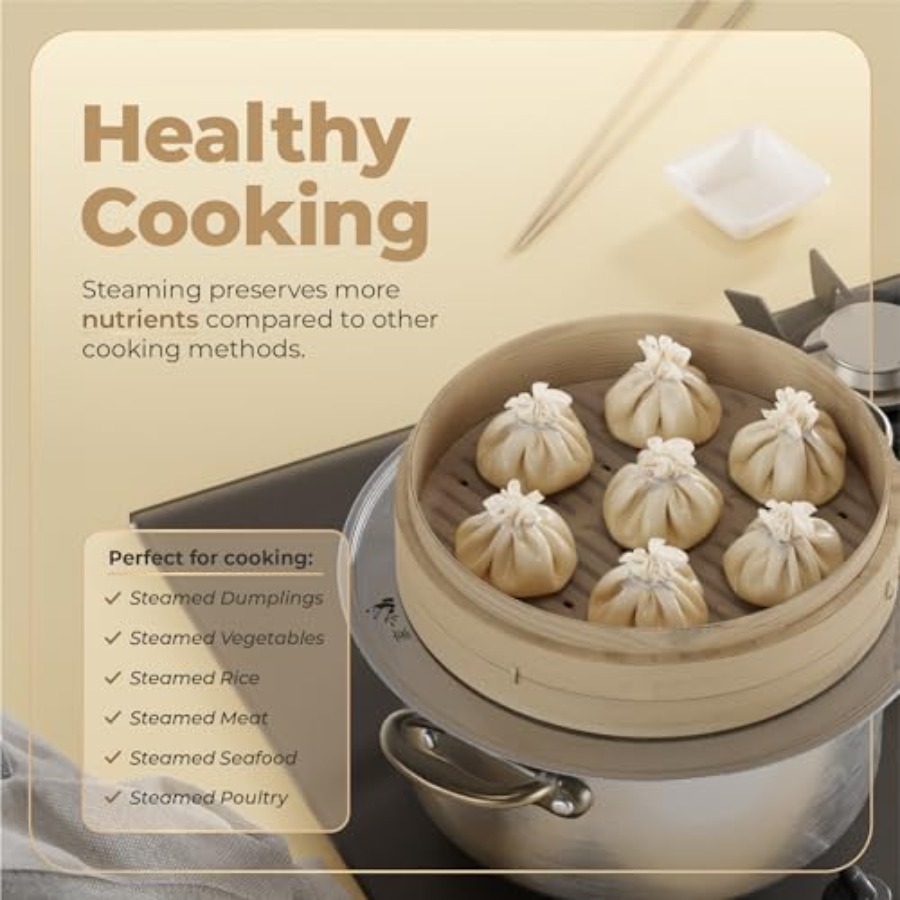 Bamboo Steamer Basket - 2-Tier - Bao Steamer Bamboo recension och pris