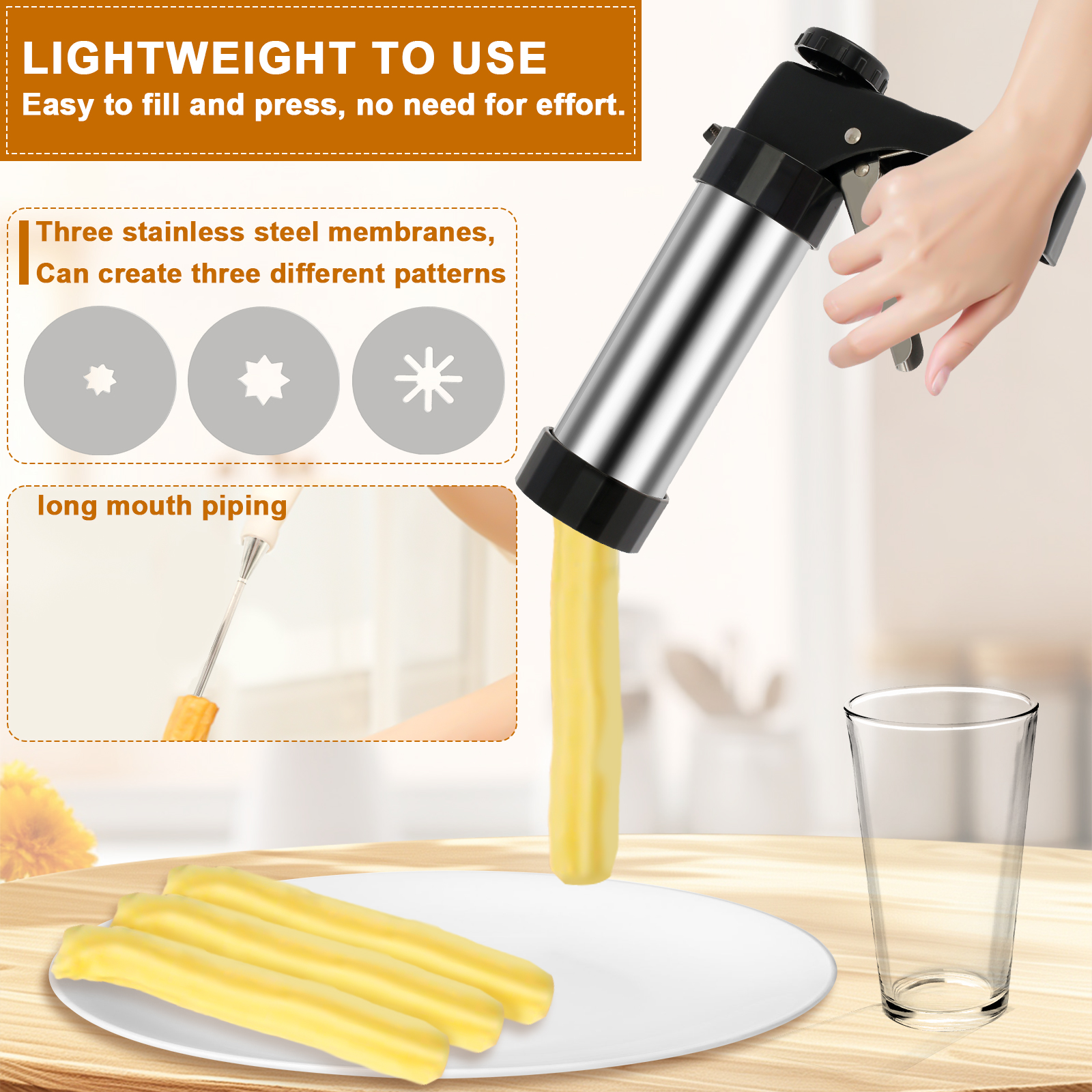 Cookie Press Gun Kit Stainless - Churros Maker Gun recension och pris